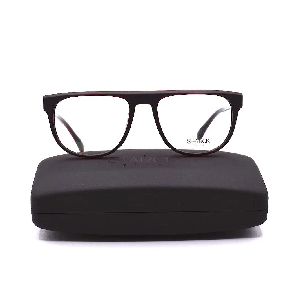 NEW STARCK EYES SH3020 MATTE BLACK RED AUTHENTIC EYEGLASSES FRAME - Picture 2 of 9